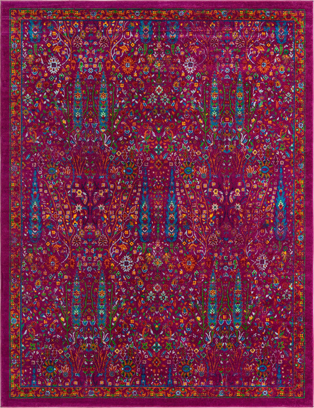 Pink 7' 10 x 10' Calypso Rectangle Area Rug 100% Polypropylene With Cotton Backing Colorful Vivid Traditional Design Carpet for Living Office Dining Rooms for Sale at Rug Engine