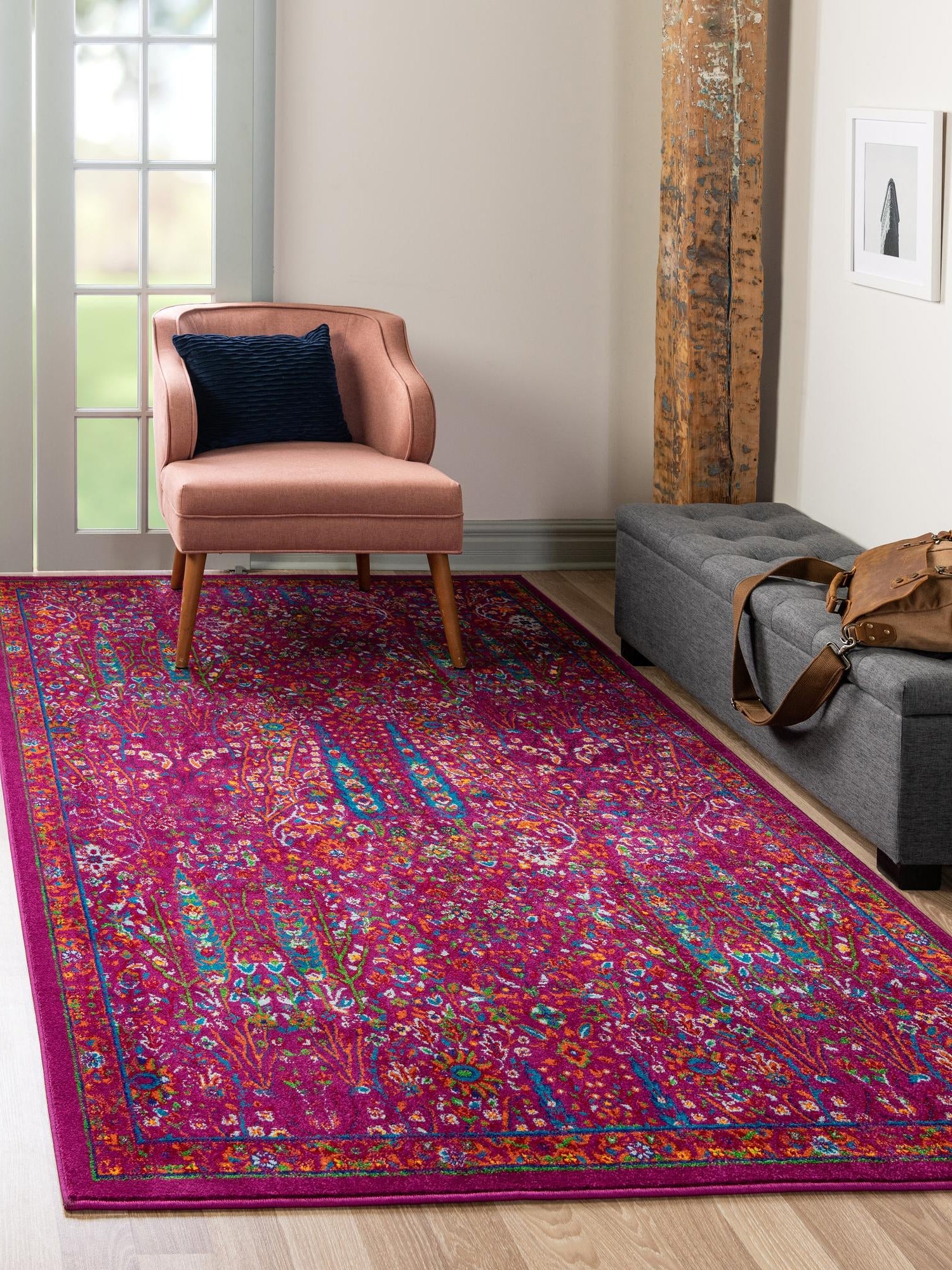 Pink 1' 4 x 1' 4 Calypso Sample Area Rug 100% Polypropylene With Cotton Backing Colorful Vivid Traditional Design Carpet for Living Office Dining Rooms for Sale at Rug Engine