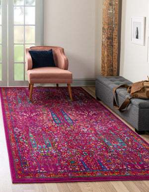 Pink 4' x 6' Calypso Rectangle Area Rug 100% Polypropylene With Cotton Backing Colorful Vivid Traditional Design Carpet for Living Office Dining Rooms for Sale at Rug Engine