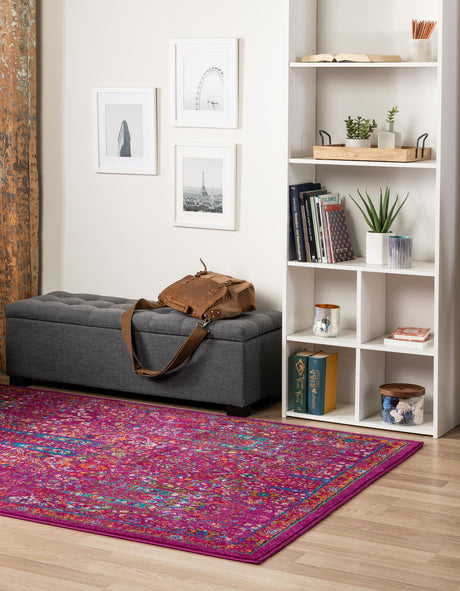 Pink 9' x 12' Calypso Rectangle Area Rug 100% Polypropylene With Cotton Backing Colorful Vivid Traditional Design Carpet for Living Office Dining Rooms for Sale at Rug Engine