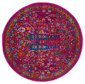 Pink 4' x 4' Calypso Round Area Rug 100% Polypropylene With Cotton Backing Colorful Vivid Traditional Design Carpet for Living Office Dining Rooms for Sale at Rug Engine