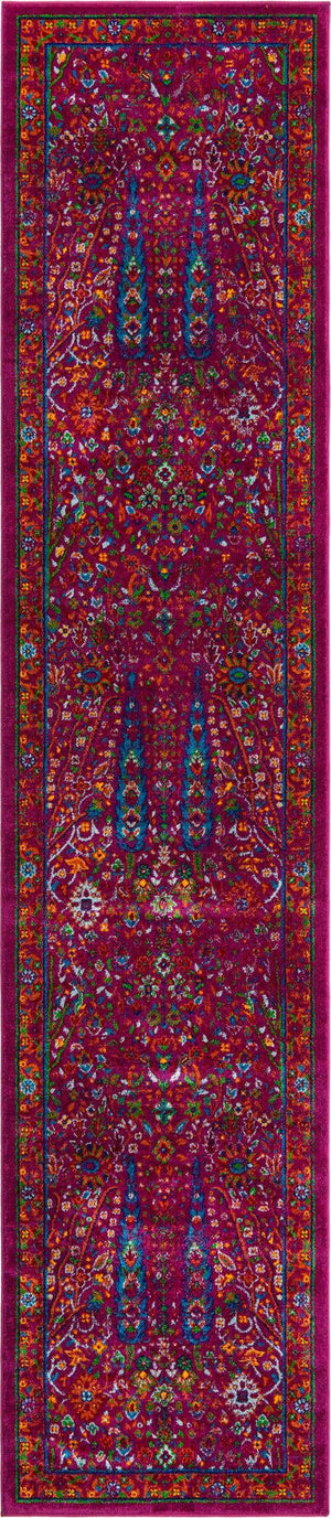 Pink 2' 7 x 12' Calypso Runner Area Rug 100% Polypropylene With Cotton Backing Colorful Vivid Traditional Design Carpet for Living Office Dining Rooms for Sale at Rug Engine