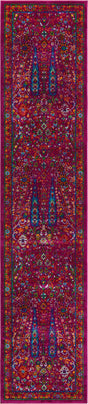 Pink 2' 7 x 12' Calypso Runner Area Rug 100% Polypropylene With Cotton Backing Colorful Vivid Traditional Design Carpet for Living Office Dining Rooms for Sale at Rug Engine