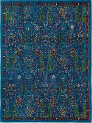 Navy Blue 9' x 12' Calypso Rectangle Area Rug 100% Polypropylene With Cotton Backing Colorful Vivid Traditional Design Carpet for Living Office Dining Rooms for Sale at Rug Engine