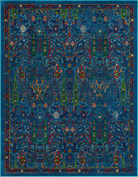 Navy Blue 7' 10 x 10' Calypso Rectangle Area Rug 100% Polypropylene With Cotton Backing Colorful Vivid Traditional Design Carpet for Living Office Dining Rooms for Sale at Rug Engine