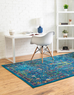 Navy Blue 9' 10 x 14' 1 Calypso Rectangle Area Rug 100% Polypropylene With Cotton Backing Colorful Vivid Traditional Design Carpet for Living Office Dining Rooms for Sale at Rug Engine