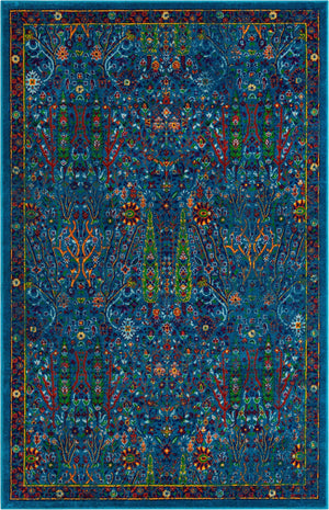 Navy Blue 5' 3 x 8' Calypso Rectangle Area Rug 100% Polypropylene With Cotton Backing Colorful Vivid Traditional Design Carpet for Living Office Dining Rooms for Sale at Rug Engine