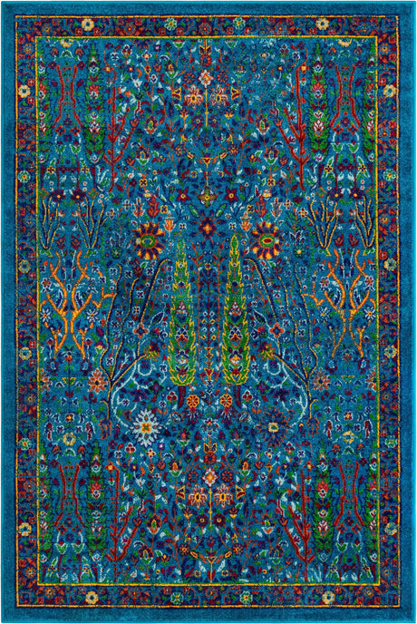 Navy Blue 4' x 6' Calypso Rectangle Area Rug 100% Polypropylene With Cotton Backing Colorful Vivid Traditional Design Carpet for Living Office Dining Rooms for Sale at Rug Engine