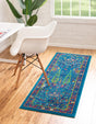 Navy Blue 2' x 5' 1 Calypso Runner Area Rug 100% Polypropylene With Cotton Backing Colorful Vivid Traditional Design Carpet for Living Office Dining Rooms for Sale at Rug Engine
