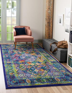 Navy Blue 1' 4 x 1' 4 Calypso Sample Area Rug 100% Polypropylene With Cotton Backing Colorful Vivid Traditional Design Carpet for Living Office Dining Rooms for Sale at Rug Engine