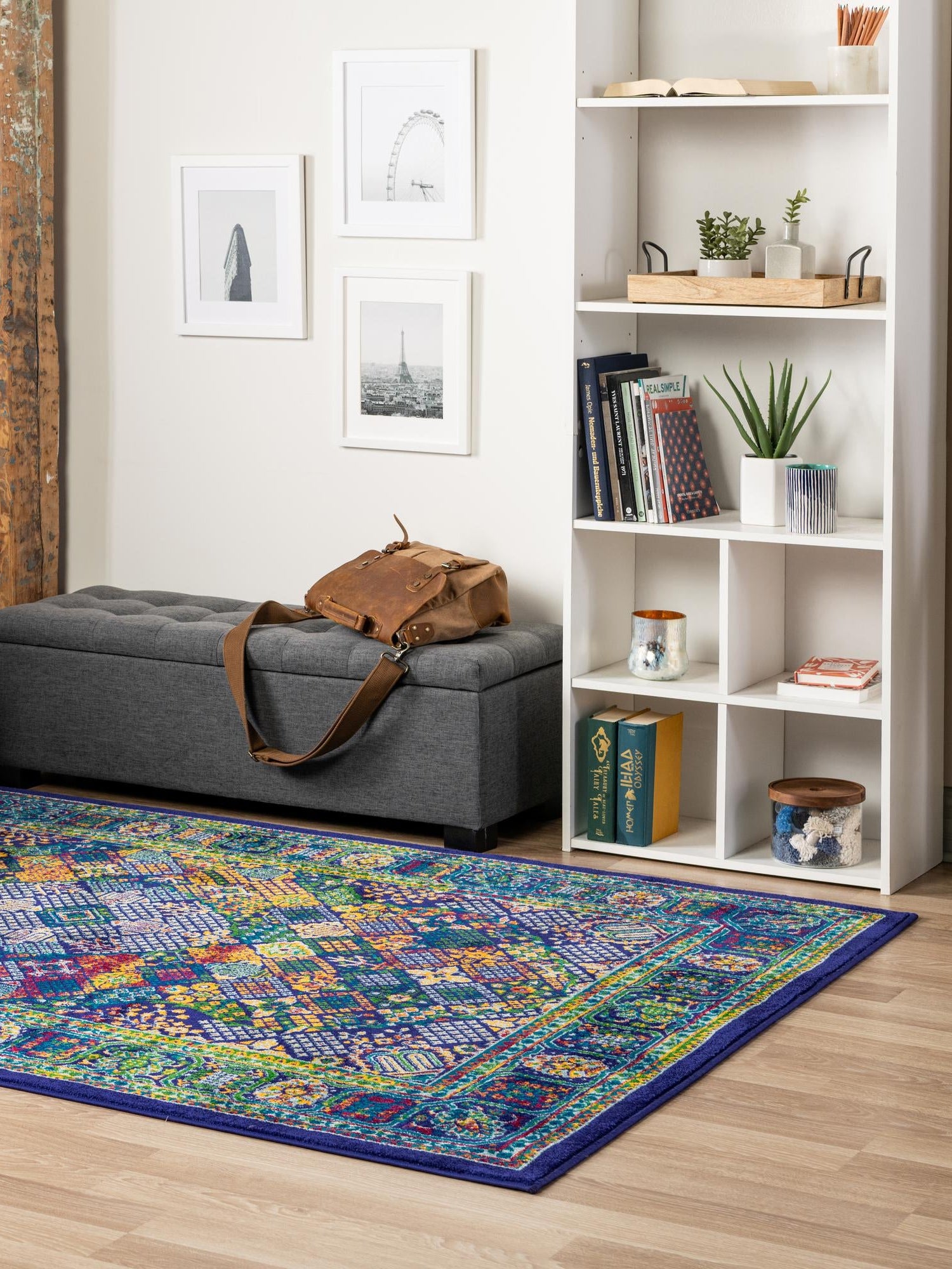 Navy Blue 5' 3 x 8' Calypso Rectangle Area Rug 100% Polypropylene With Cotton Backing Colorful Vivid Traditional Design Carpet for Living Office Dining Rooms for Sale at Rug Engine