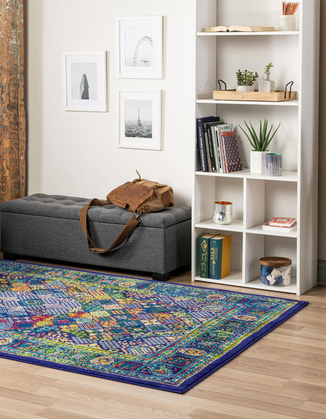 Navy Blue 2' x 3' Calypso Rectangle Area Rug 100% Polypropylene With Cotton Backing Colorful Vivid Traditional Design Carpet for Living Office Dining Rooms for Sale at Rug Engine
