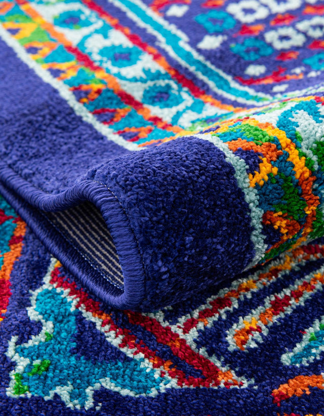 Navy Blue 7' 10 x 10' Calypso Rectangle Area Rug 100% Polypropylene With Cotton Backing Colorful Vivid Traditional Design Carpet for Living Office Dining Rooms for Sale at Rug Engine
