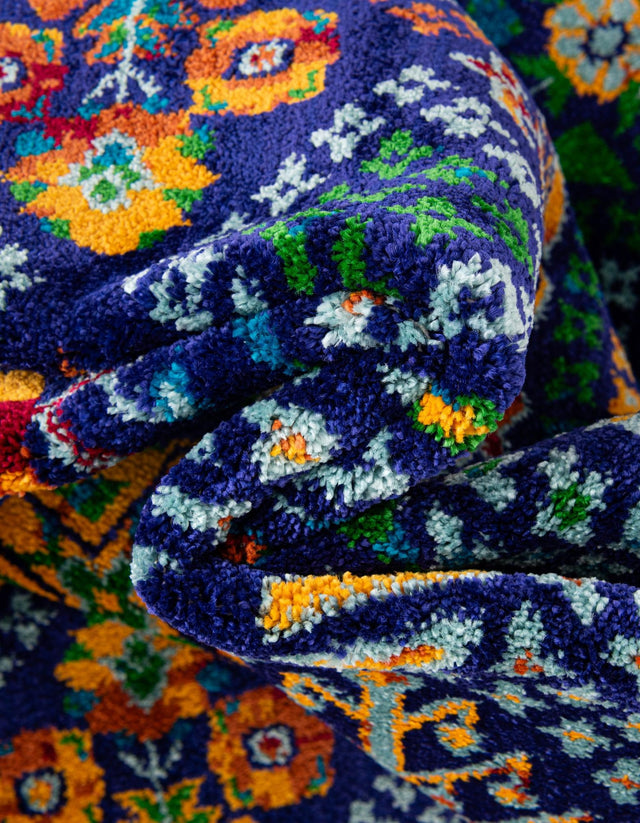 Navy Blue 4' x 6' Calypso Rectangle Area Rug 100% Polypropylene With Cotton Backing Colorful Vivid Traditional Design Carpet for Living Office Dining Rooms for Sale at Rug Engine