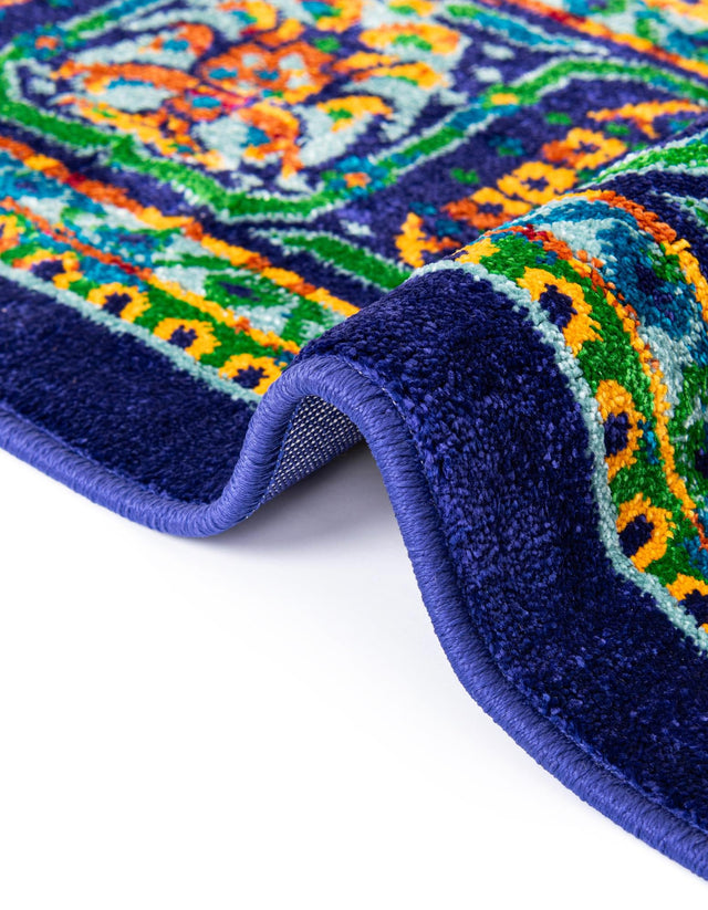 Navy Blue 6' 1 x 9' Calypso Rectangle Area Rug 100% Polypropylene With Cotton Backing Colorful Vivid Traditional Design Carpet for Living Office Dining Rooms for Sale at Rug Engine