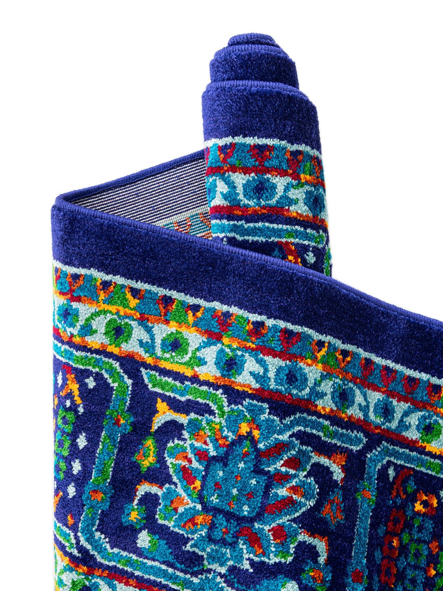 Navy Blue 2' 7 x 10' Calypso Runner Area Rug 100% Polypropylene With Cotton Backing Colorful Vivid Traditional Design Carpet for Living Office Dining Rooms for Sale at Rug Engine