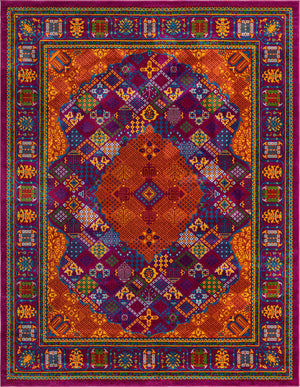 Fuchsia 7' 10 x 10' Calypso Rectangle Area Rug 100% Polypropylene With Cotton Backing Colorful Vivid Traditional Design Carpet for Living Office Dining Rooms for Sale at Rug Engine