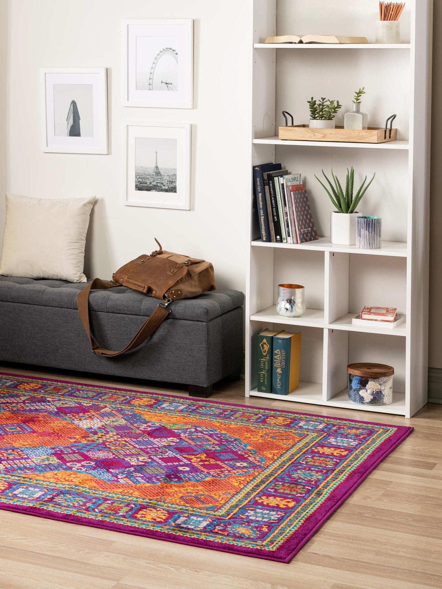Fuchsia 4' x 6' Calypso Rectangle Area Rug 100% Polypropylene With Cotton Backing Colorful Vivid Traditional Design Carpet for Living Office Dining Rooms for Sale at Rug Engine