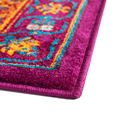 Fuchsia 2' x 3' Calypso Rectangle Area Rug 100% Polypropylene With Cotton Backing Colorful Vivid Traditional Design Carpet for Living Office Dining Rooms for Sale at Rug Engine