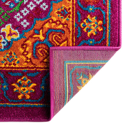 Fuchsia 5' 3 x 8' Calypso Rectangle Area Rug 100% Polypropylene With Cotton Backing Colorful Vivid Traditional Design Carpet for Living Office Dining Rooms for Sale at Rug Engine