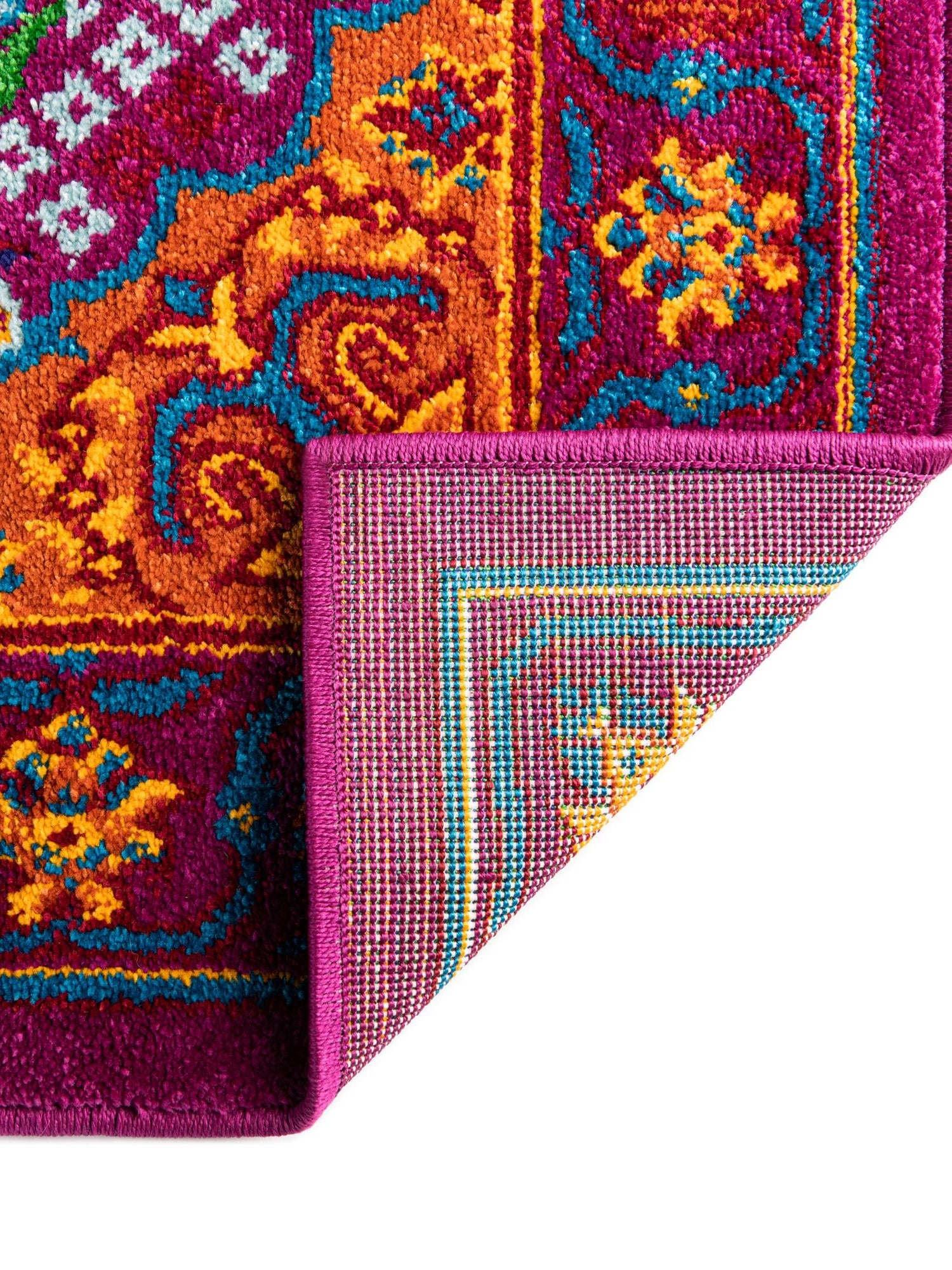 Fuchsia 4' x 6' Calypso Rectangle Area Rug 100% Polypropylene With Cotton Backing Colorful Vivid Traditional Design Carpet for Living Office Dining Rooms for Sale at Rug Engine
