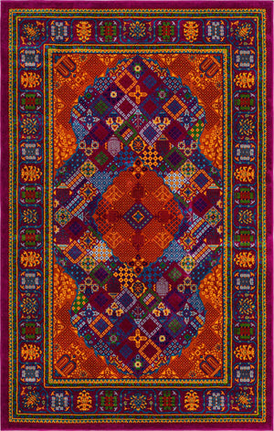 Fuchsia 5' 3 x 8' Calypso Rectangle Area Rug 100% Polypropylene With Cotton Backing Colorful Vivid Traditional Design Carpet for Living Office Dining Rooms for Sale at Rug Engine