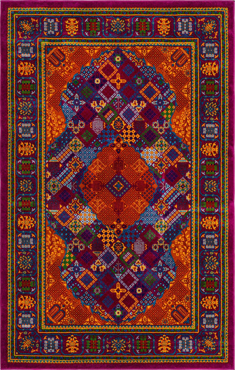 Fuchsia 5' 3 x 8' Calypso Rectangle Area Rug 100% Polypropylene With Cotton Backing Colorful Vivid Traditional Design Carpet for Living Office Dining Rooms for Sale at Rug Engine