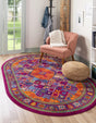 Fuchsia 7' 10 x 10' Calypso Oval Area Rug 100% Polypropylene With Cotton Backing Colorful Vivid Traditional Design Carpet for Living Office Dining Rooms for Sale at Rug Engine