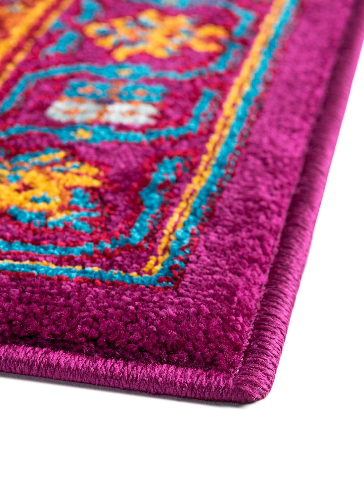 Fuchsia 2' 7 x 12' Calypso Runner Area Rug 100% Polypropylene With Cotton Backing Colorful Vivid Traditional Design Carpet for Living Office Dining Rooms for Sale at Rug Engine