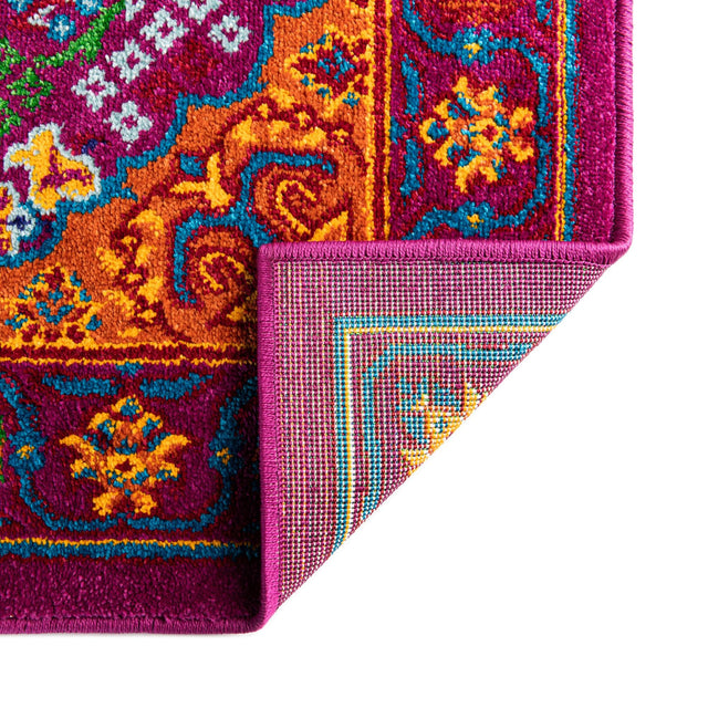 Fuchsia 2' x 6' Calypso Runner Area Rug 100% Polypropylene With Cotton Backing Colorful Vivid Traditional Design Carpet for Living Office Dining Rooms for Sale at Rug Engine