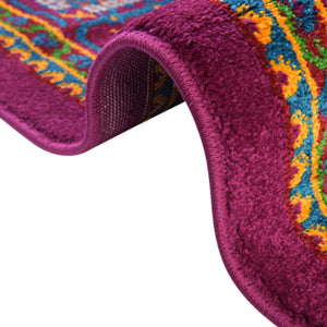 Fuchsia 2' x 6' Calypso Runner Area Rug 100% Polypropylene With Cotton Backing Colorful Vivid Traditional Design Carpet for Living Office Dining Rooms for Sale at Rug Engine