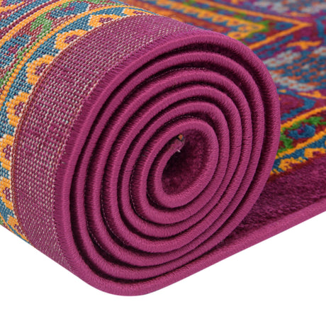 Fuchsia 2' x 6' Calypso Runner Area Rug 100% Polypropylene With Cotton Backing Colorful Vivid Traditional Design Carpet for Living Office Dining Rooms for Sale at Rug Engine