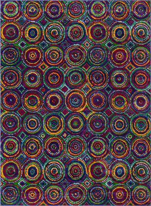 Multicolor 9' x 12' Calypso Rectangle Area Rug 100% Polypropylene With Cotton Backing Colorful Vivid Traditional Design Carpet for Living Office Dining Rooms for Sale at Rug Engine