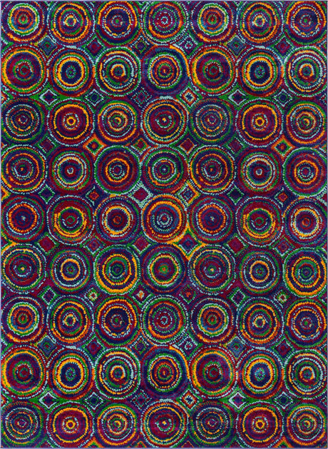 Multicolor 9' x 12' Calypso Rectangle Area Rug 100% Polypropylene With Cotton Backing Colorful Vivid Traditional Design Carpet for Living Office Dining Rooms for Sale at Rug Engine