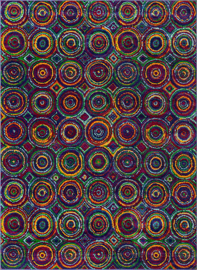 Multicolor 9' x 12' Calypso Rectangle Area Rug 100% Polypropylene With Cotton Backing Colorful Vivid Traditional Design Carpet for Living Office Dining Rooms for Sale at Rug Engine