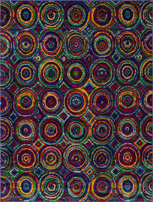 Multicolor 7' 10 x 10' Calypso Rectangle Area Rug 100% Polypropylene With Cotton Backing Colorful Vivid Traditional Design Carpet for Living Office Dining Rooms for Sale at Rug Engine