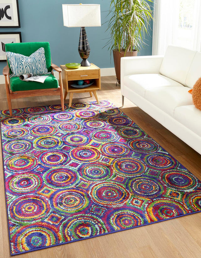 Multicolor 5' 3 x 8' Calypso Rectangle Area Rug 100% Polypropylene With Cotton Backing Colorful Vivid Traditional Design Carpet for Living Office Dining Rooms for Sale at Rug Engine
