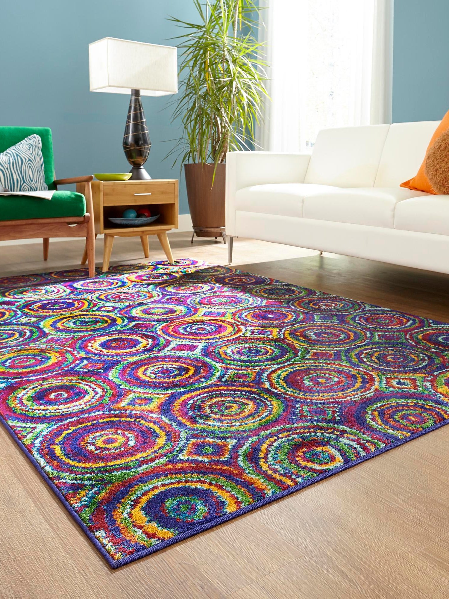 Multicolor 5' 3 x 8' Calypso Rectangle Area Rug 100% Polypropylene With Cotton Backing Colorful Vivid Traditional Design Carpet for Living Office Dining Rooms for Sale at Rug Engine