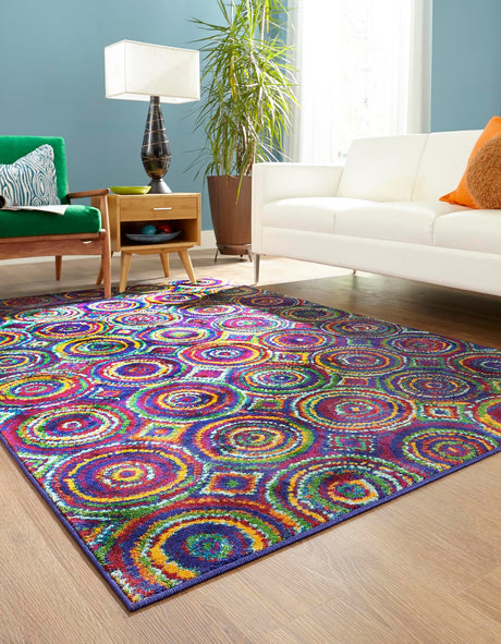 Multicolor 4' x 6' Calypso Rectangle Area Rug 100% Polypropylene With Cotton Backing Colorful Vivid Traditional Design Carpet for Living Office Dining Rooms for Sale at Rug Engine