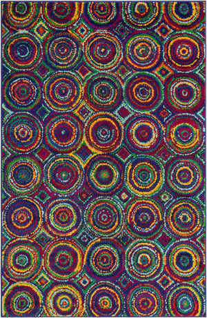 Multicolor 5' 3 x 8' Calypso Rectangle Area Rug 100% Polypropylene With Cotton Backing Colorful Vivid Traditional Design Carpet for Living Office Dining Rooms for Sale at Rug Engine
