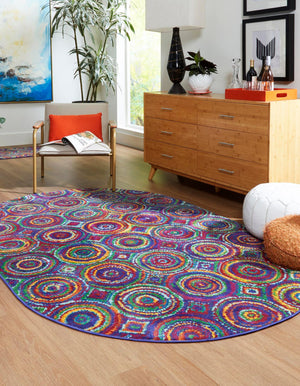 Multicolor 5' 3 x 8' Calypso Oval Area Rug 100% Polypropylene With Cotton Backing Colorful Vivid Traditional Design Carpet for Living Office Dining Rooms for Sale at Rug Engine