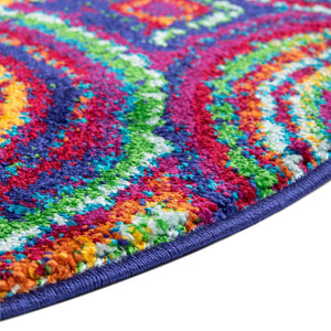 Multicolor 7' 10 x 10' Calypso Oval Area Rug 100% Polypropylene With Cotton Backing Colorful Vivid Traditional Design Carpet for Living Office Dining Rooms for Sale at Rug Engine