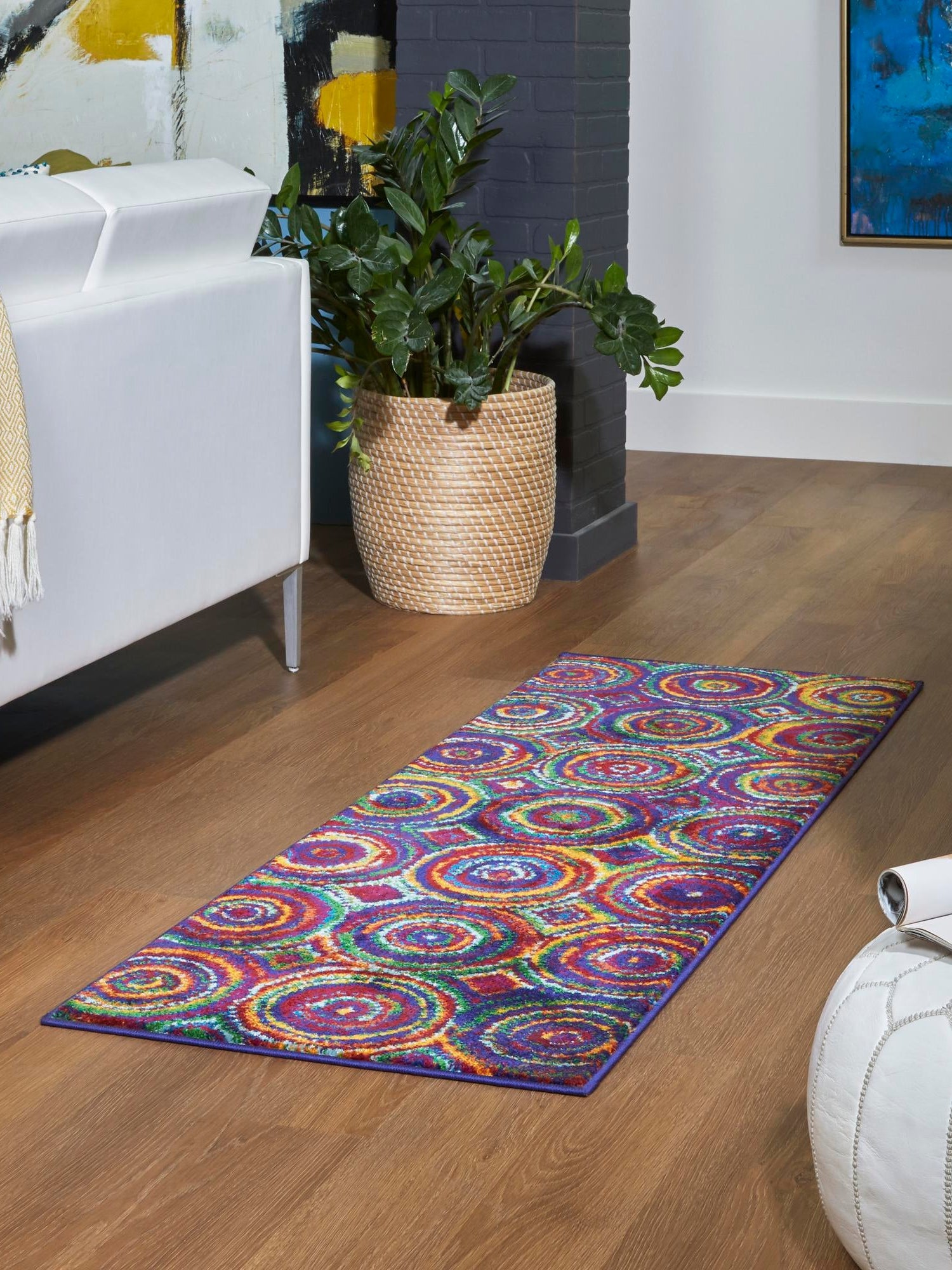 Multicolor 2' x 6' Calypso Runner Area Rug 100% Polypropylene With Cotton Backing Colorful Vivid Traditional Design Carpet for Living Office Dining Rooms for Sale at Rug Engine