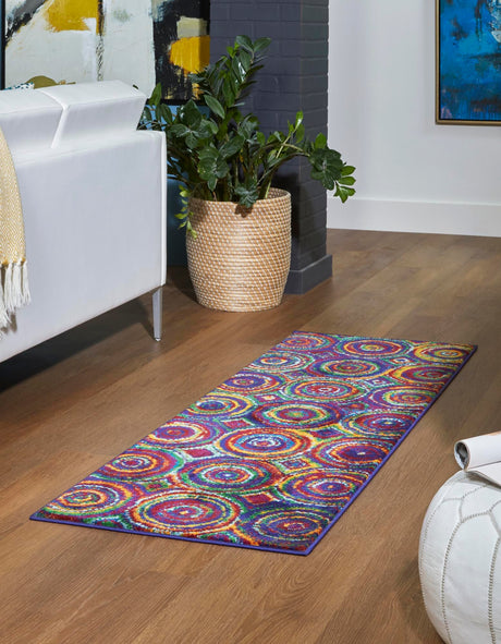 Multicolor 2' x 6' Calypso Runner Area Rug 100% Polypropylene With Cotton Backing Colorful Vivid Traditional Design Carpet for Living Office Dining Rooms for Sale at Rug Engine