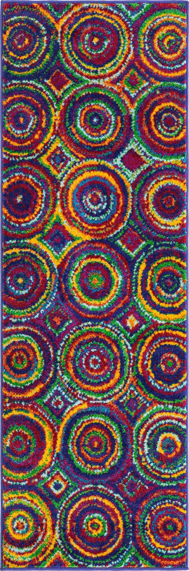 Multicolor 2' x 6' Calypso Runner Area Rug 100% Polypropylene With Cotton Backing Colorful Vivid Traditional Design Carpet for Living Office Dining Rooms for Sale at Rug Engine