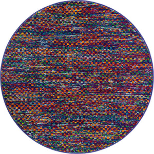 Multicolor 4' x 4' Calypso Round Area Rug 100% Polypropylene With Cotton Backing Colorful Vivid Traditional Design Carpet for Living Office Dining Rooms for Sale at Rug Engine