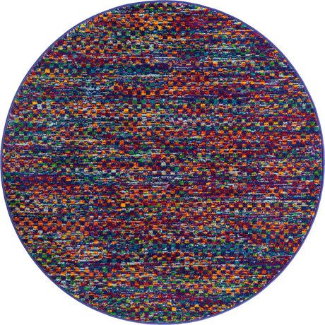 Multicolor 4' x 4' Calypso Round Area Rug 100% Polypropylene With Cotton Backing Colorful Vivid Traditional Design Carpet for Living Office Dining Rooms for Sale at Rug Engine