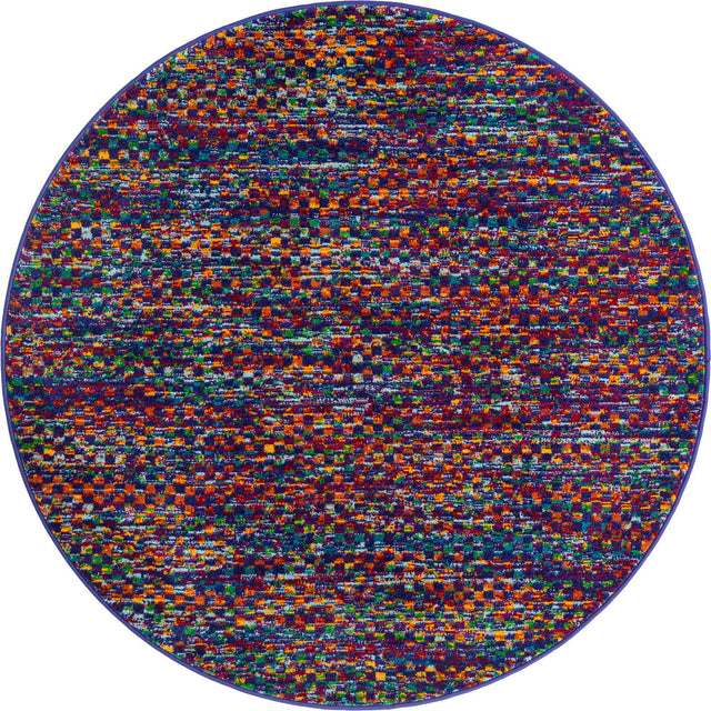 Multicolor 4' x 4' Calypso Round Area Rug 100% Polypropylene With Cotton Backing Colorful Vivid Traditional Design Carpet for Living Office Dining Rooms for Sale at Rug Engine