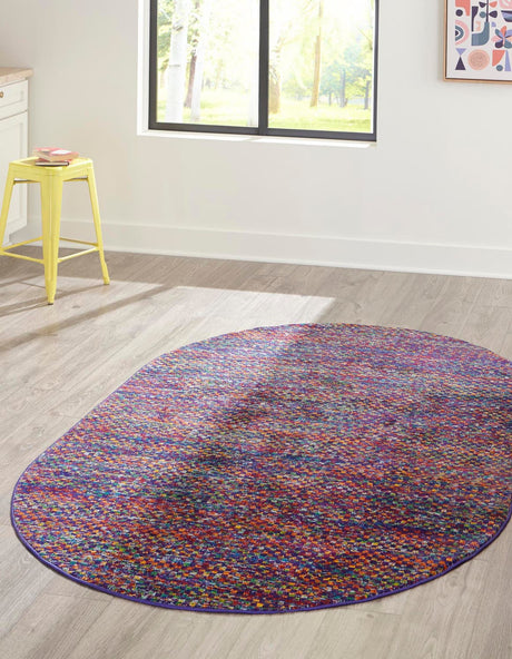 Multicolor 5' 3 x 8' Calypso Oval Area Rug 100% Polypropylene With Cotton Backing Colorful Vivid Traditional Design Carpet for Living Office Dining Rooms for Sale at Rug Engine