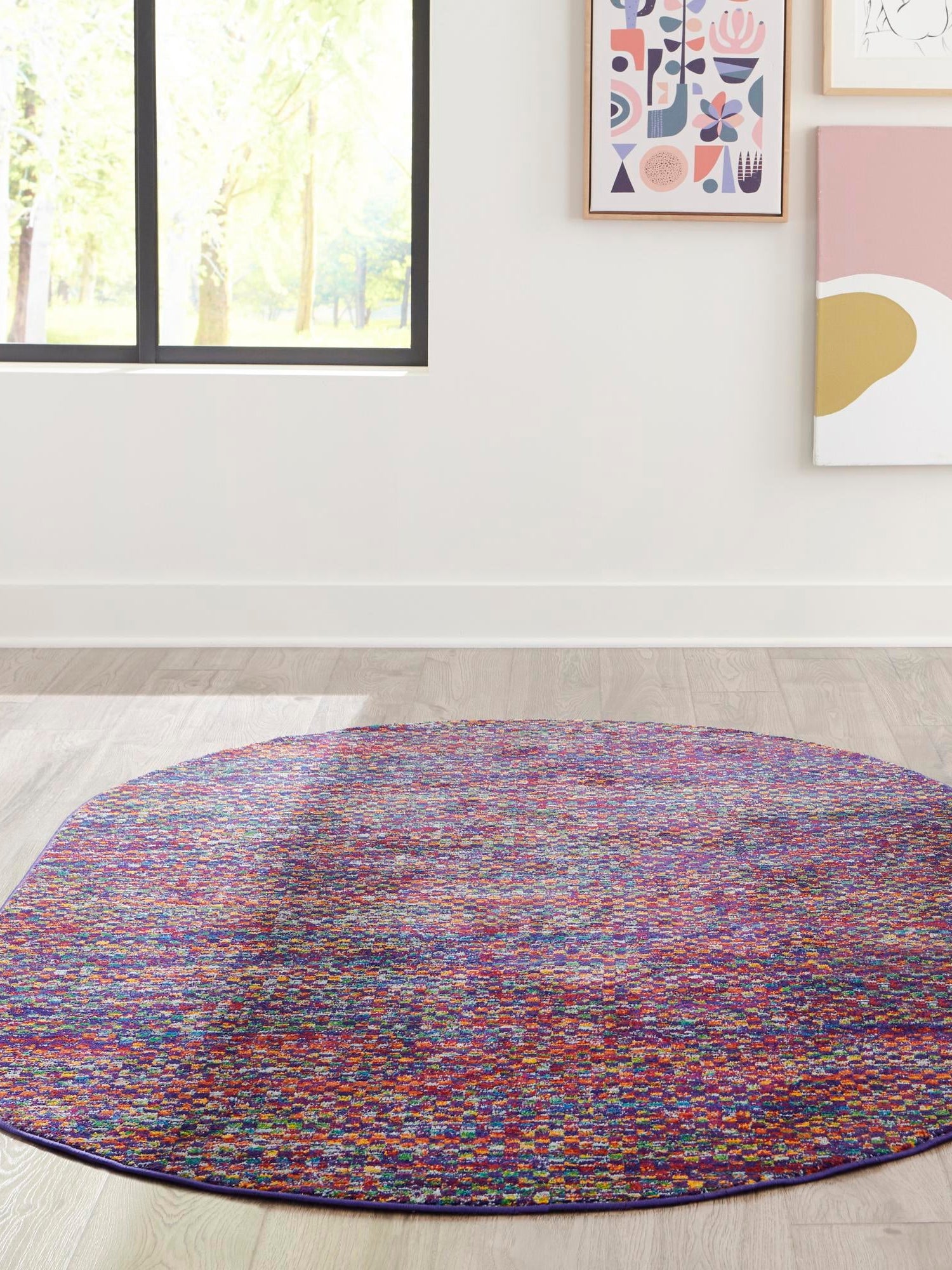 Multicolor 7' 10 x 10' Calypso Oval Area Rug 100% Polypropylene With Cotton Backing Colorful Vivid Traditional Design Carpet for Living Office Dining Rooms for Sale at Rug Engine